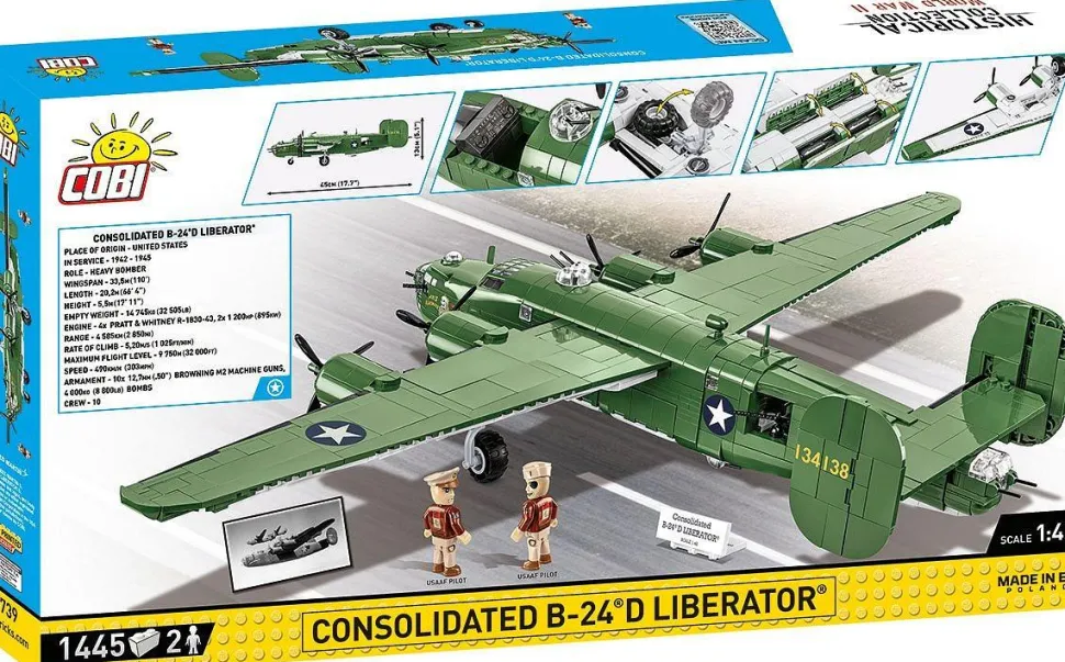 Cobi: World War II - Consolidated B-24D Liberator Heavy Bomber Plane Historical Collection 1/48th Scale Building Block Construction Set (1445 Pieces)