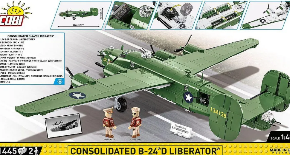 Cobi: World War II - Consolidated B-24D Liberator Heavy Bomber Plane Historical Collection 1/48th Scale Building Block Construction Set (1445 Pieces)
