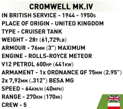 Cobi: World War II - Cromwell MK.IV Tank Historical Collection 1/35th Scale Building Block Construction Set (544 Pieces)