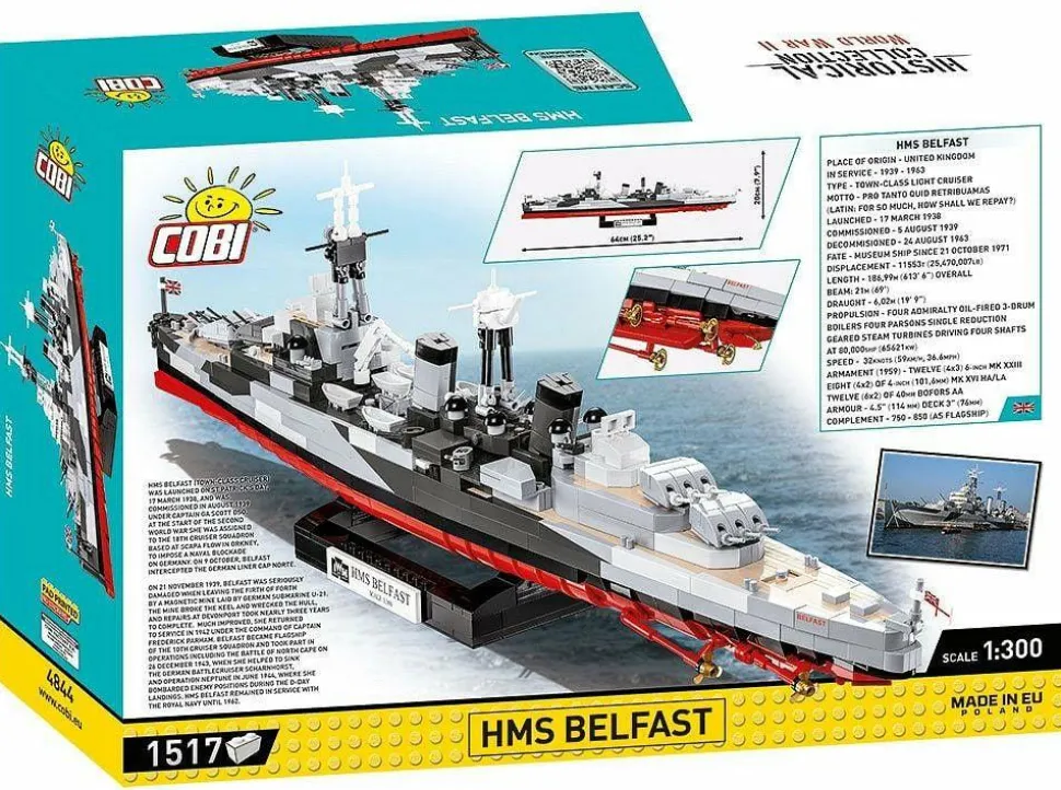 Cobi: World War II - HMS Belfast Light Cruiser Historical Collection 1/300th Scale Building Block Construction Set (1517 Pieces)