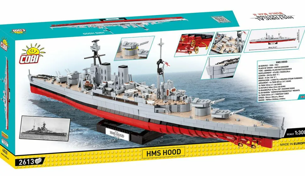 Cobi: World War II - HMS Hood Battlecruiser 1/300th Scale Construction Set (2613 Pieces)