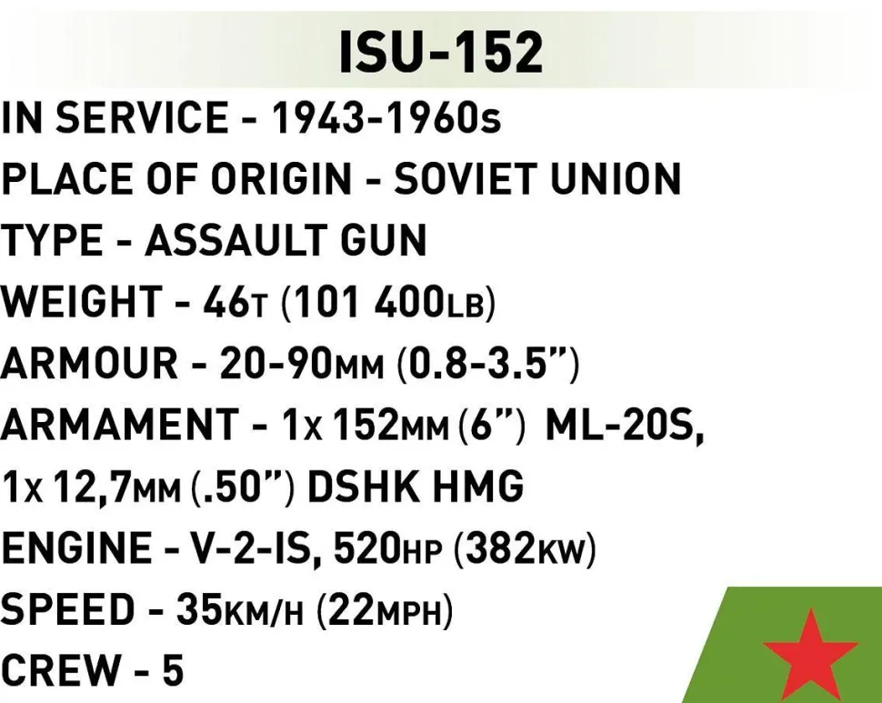 Cobi: World War II - ISU 152 Tank Historical Collection 1/72 Scale Building Block Construction Set (135 Pieces)