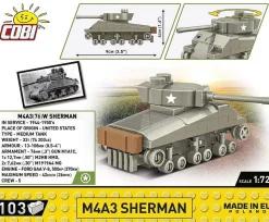 Cobi: World War II - M4A3 Sherman Tank Historical Collection 1/72 Scale Building Block Construction Set (103 Pieces)