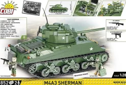 Cobi: World War II - M4A3 Sherman Tank Historical Collection 1/28th Scale Building Block Construction Set (852 Pieces)