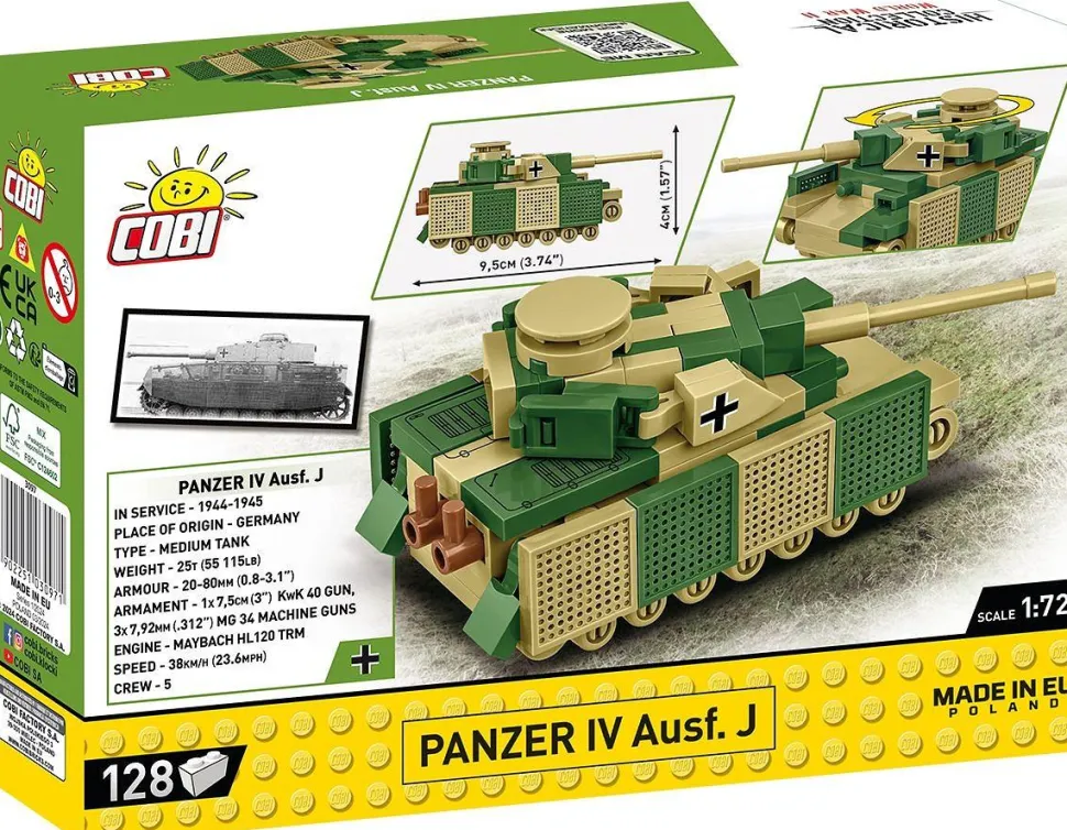 Cobi: World War II - Panzer IV Ausf. J Tank Historical Collection 1/72 Scale Building Block Construction Set (128 Pieces)