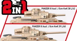 Cobi: World War II - Panzer III Ausf. J Tank 2-in-1 Historical Collection 1/28th Scale Building Block Construction Set (780 Pieces)