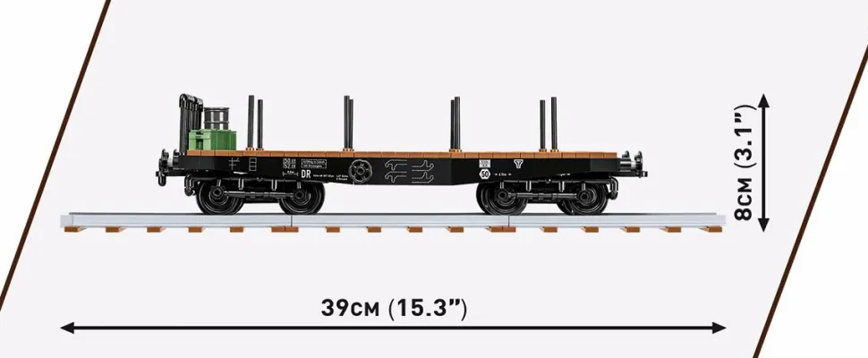 Cobi: World War II - Schwerer Plattwormwagen Typ SSYS Freight Train Car Historical Collection 1/35th Scale Building Block Construction Set (424 Pieces)