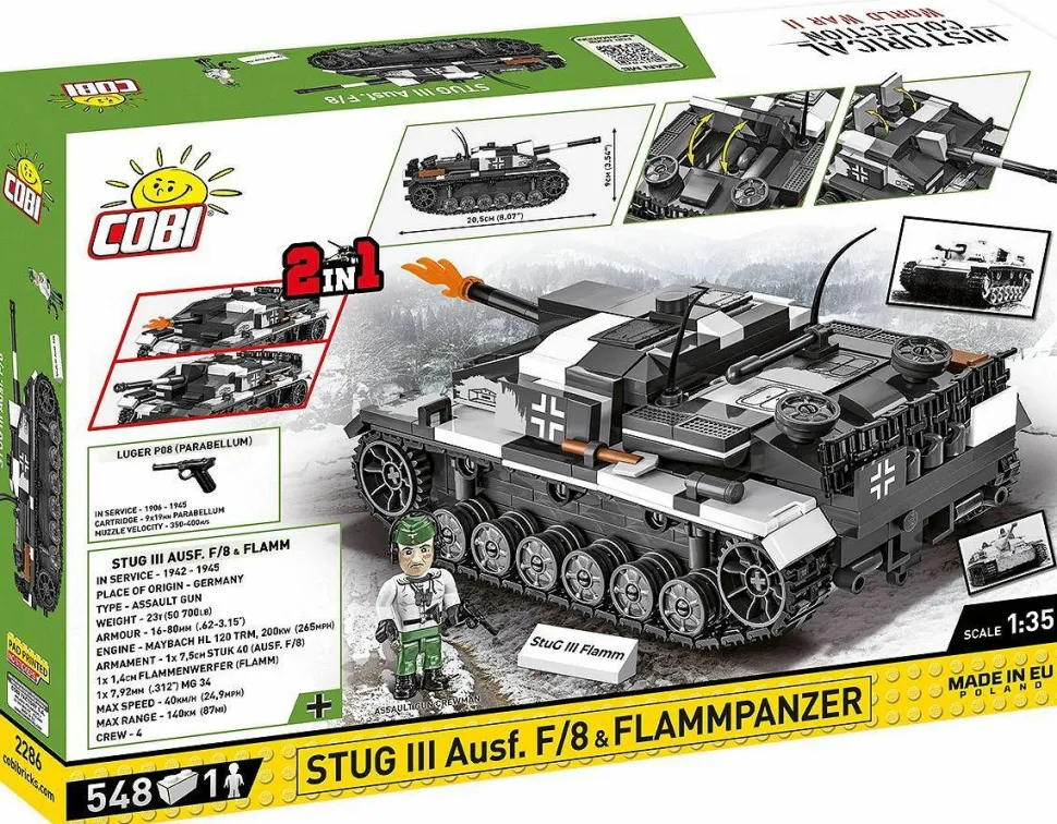 Cobi: World War II - Stug III Ausf. F/8 & Flammpanzer Tank 2-in-1 Historical Collection 1/35th Scale Building Block Construction Set (548 Pieces)