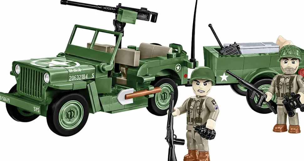 Cobi: World War II - Willys MB Jeep & Trailer Historical Collection 1/35th Scale Building Block Construction Set (200 Pieces)