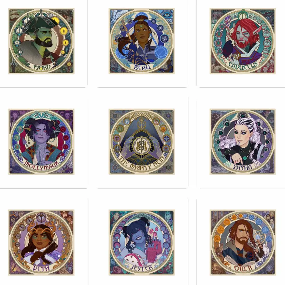 Critical Role - Mighty Nein Portrait Series Fine Art Prints by Sam Hogg (Set of 9)