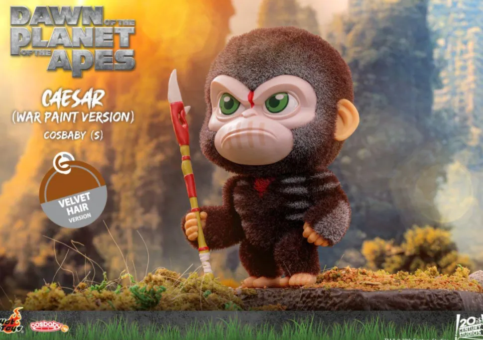 Dawn of the Planet of the Apes (2014) - Caesar (War Paint Version) Velvet Hair Cosbaby (S) Hot Toys Figure