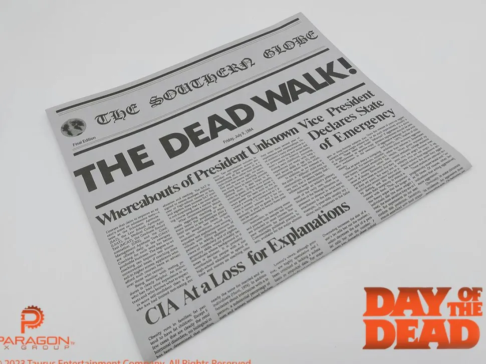Day of the Dead (1985) - "The Dead Walk!" Newspaper 1:1 Scale Life-Scale Prop Replica