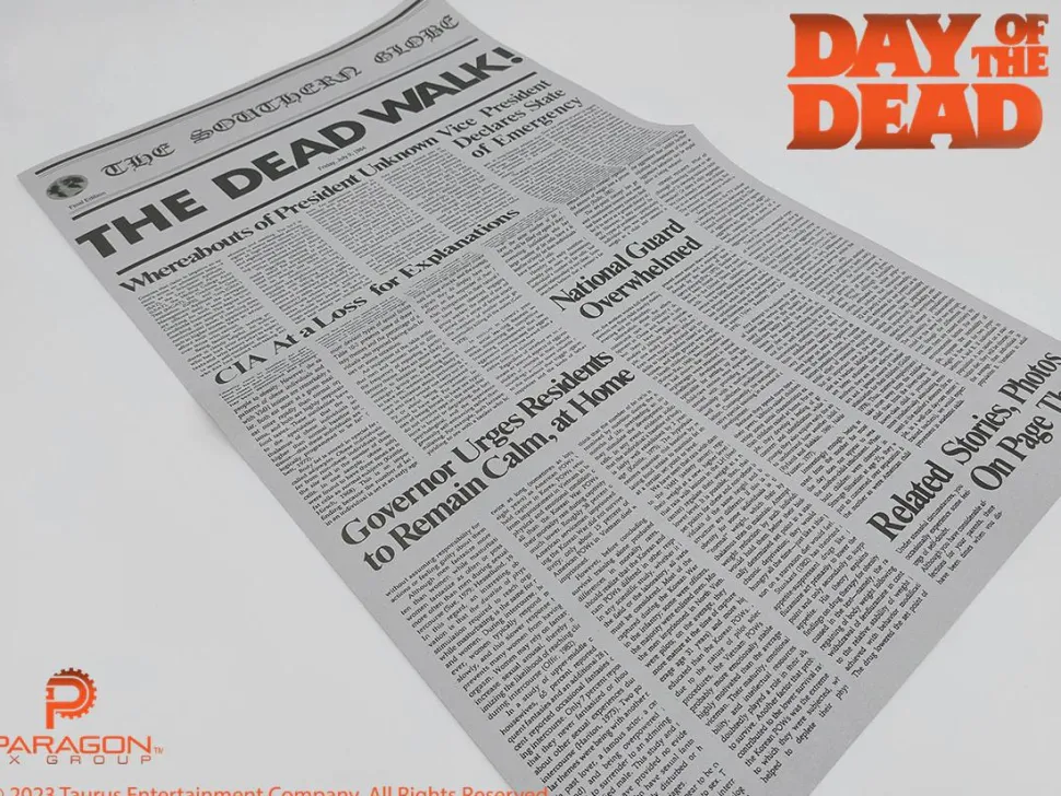 Day of the Dead (1985) - "The Dead Walk!" Newspaper 1:1 Scale Life-Scale Prop Replica