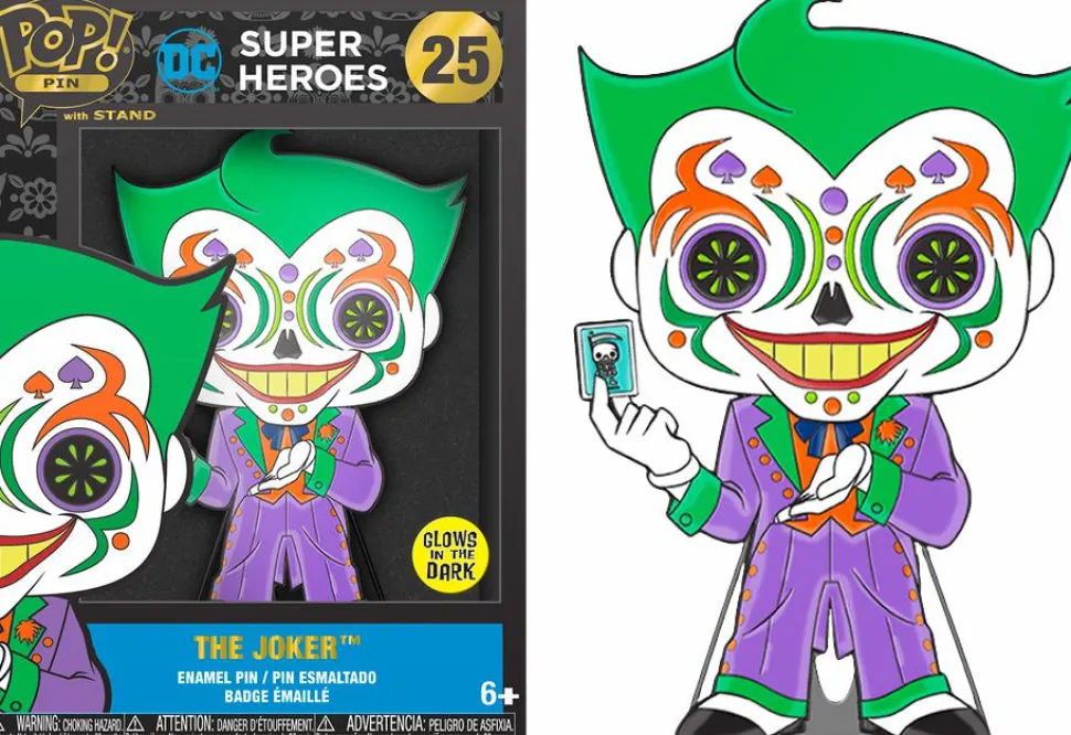 DC Comics - Joker Day of the Dead Glow-in-the-Dark 4" Enamel Pop! Pin