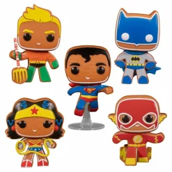 DC Super Heroes - Gingerbread Batman, Aquaman, Superman, The Flash & Wonder Woman Pop! Vinyl Figure 5-Pack