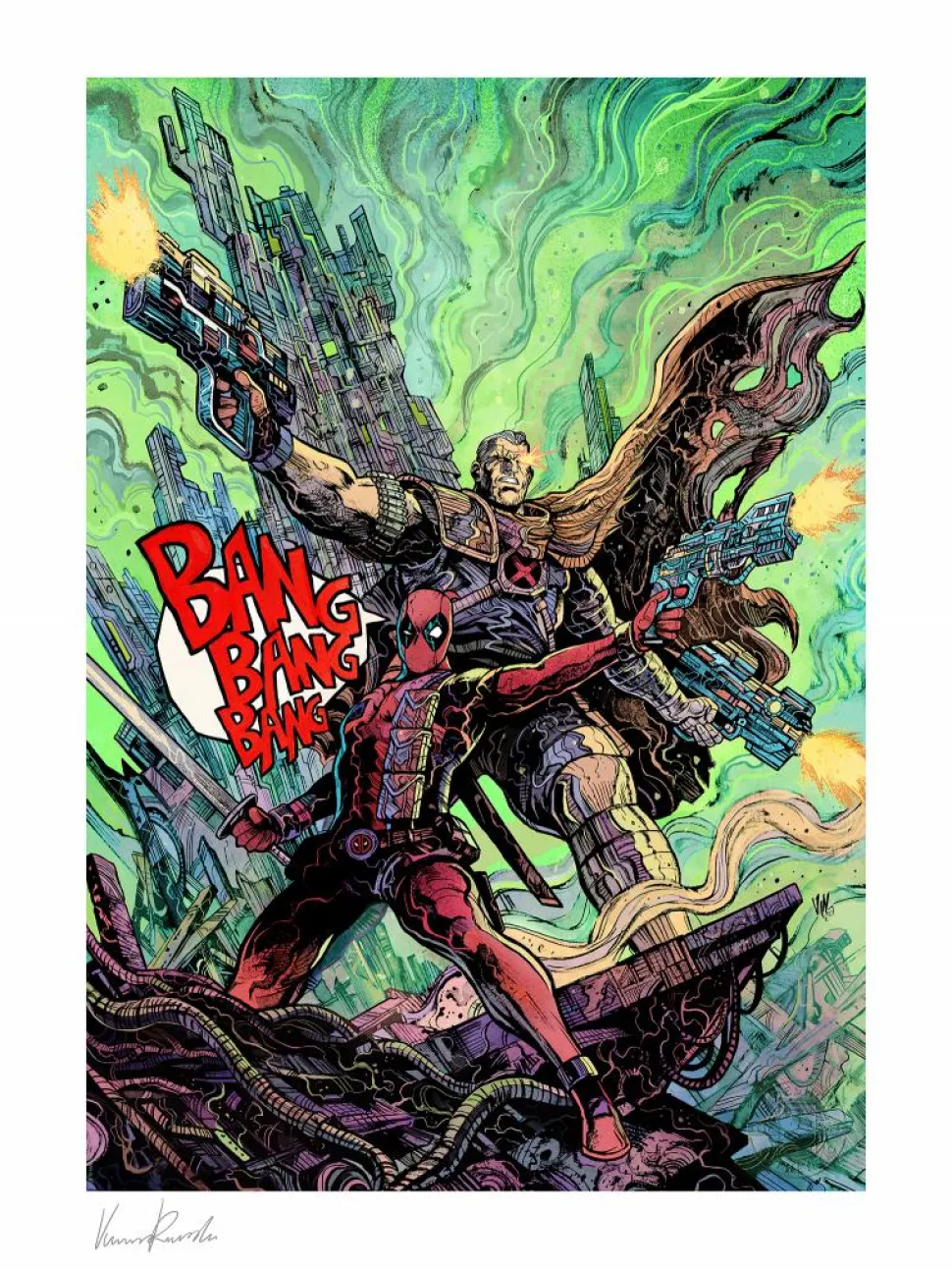 Deadpool - Deadpool & Cable Fine Art Print by Vincenzo Riccardi