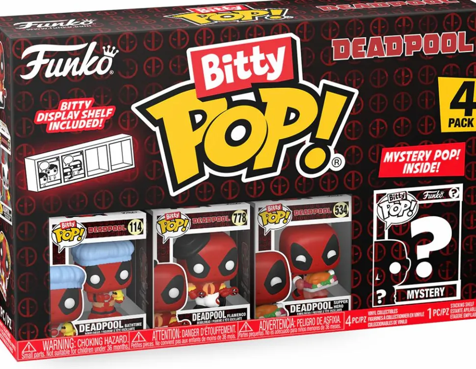 Deadpool - Deadpool (Bathtime), Deadpool (Flamenco), Deadpool (Supper Hero) & Mystery Bitty Pop! Vinyl Figure 4-Pack