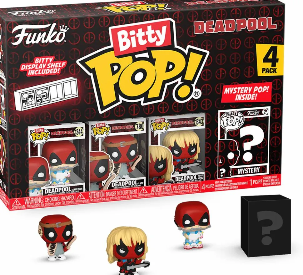 Deadpool - Deadpool (Sleepover), Deadpool (Larp), Deadpool (Heavy Metal) & Mystery Bitty Pop! Vinyl Figure 4-Pack