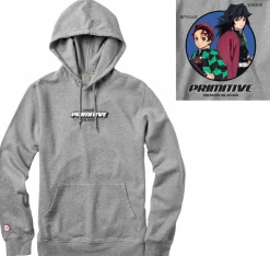 Demon Slayer - Demon Slayer x Primitive Tanjiro Kamado & Giyu Tomioka Heather Grey Sweatshirt Hoodie