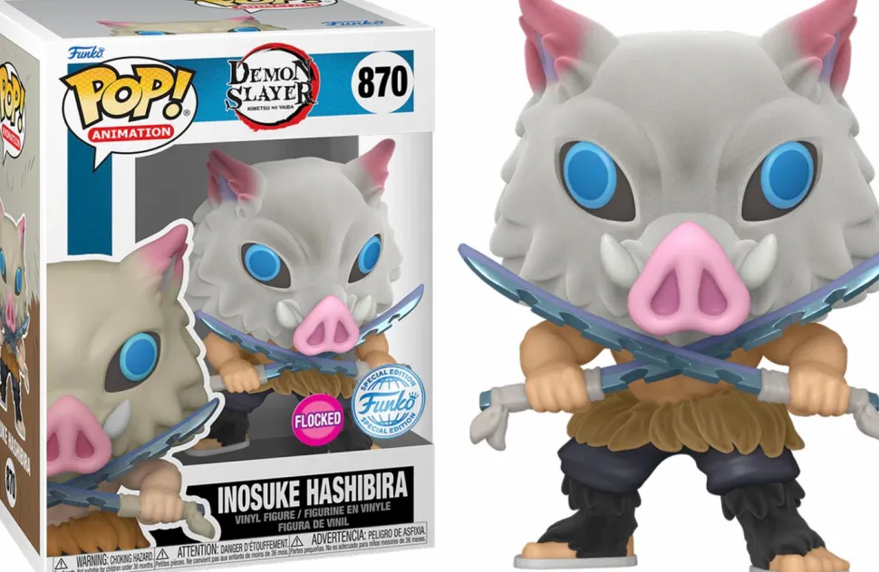 Demon Slayer - Inosuke Hashibira with Blades Crossed Flocked Pop! Vinyl Figure