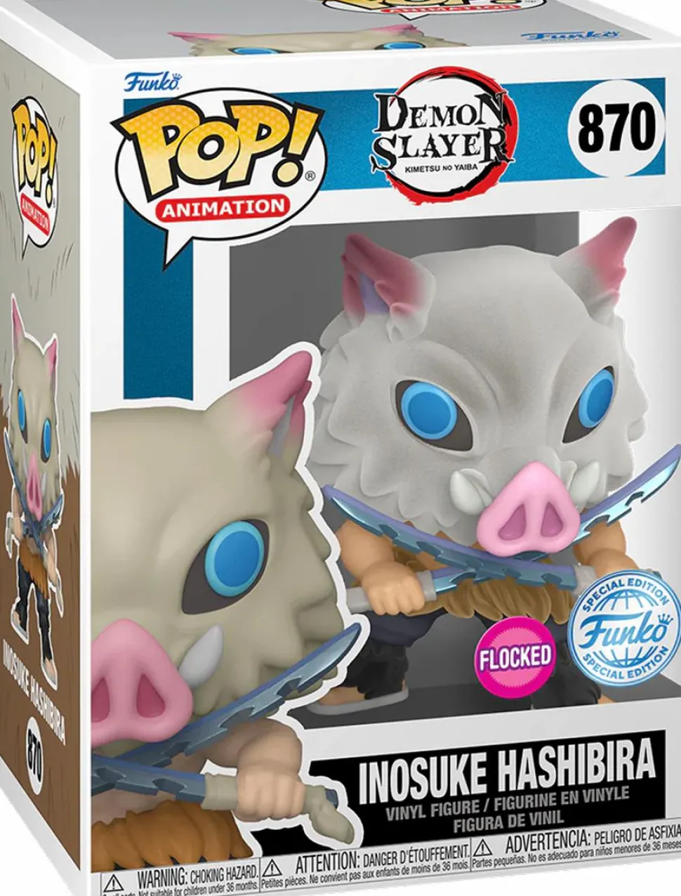 Demon Slayer - Inosuke Hashibira with Blades Crossed Flocked Pop! Vinyl Figure