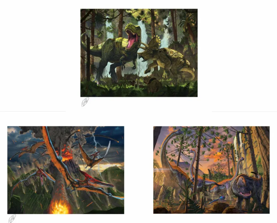 Dinosaurs - Curious, Eruption & Protection Fine Art Print Bundle by Vincent Hie (Set of 3)