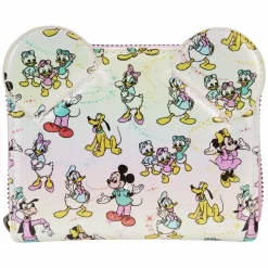 Disney - Disney100 Mickey & Friends Iridescent 4" Faux Leather Zip-Around Wallet