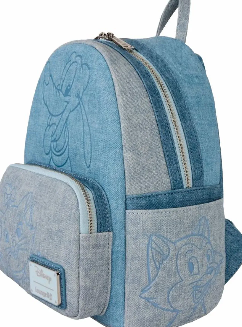 Disney - Dogs & Cats Denim 10" Faux Leather Mini Backpack