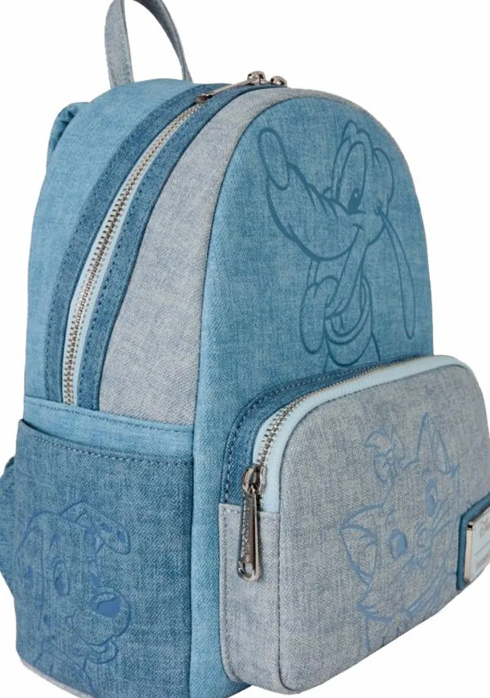 Disney - Dogs & Cats Denim 10" Faux Leather Mini Backpack