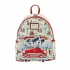 Disney - Mickey & Minnie Mouse Springtime Car Ride 10” Faux Leather Mini Backpack