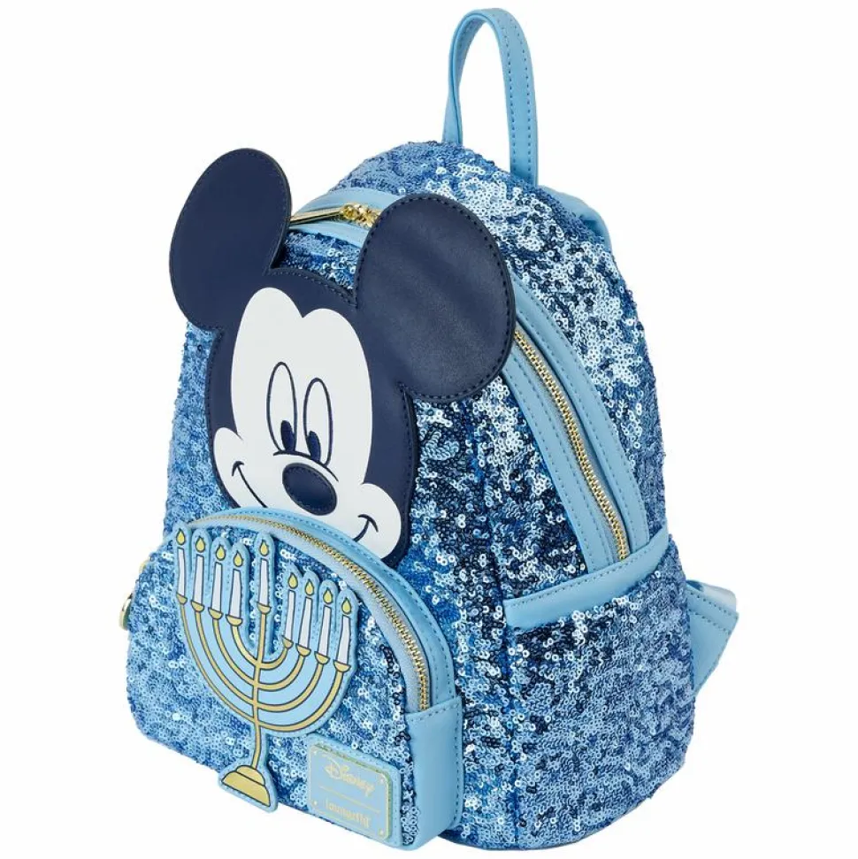 Disney - Mickey Hanukkah Sequin Glow in the Dark 10" Faux Leather Mini Backpack