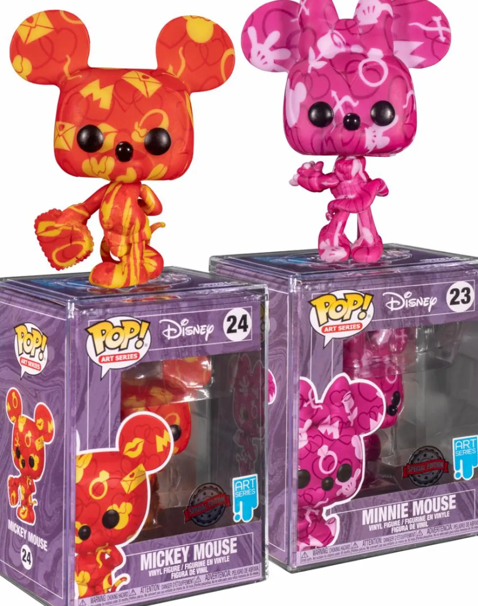 Disney - Mickey Mouse & Minnie Mouse Artist Series Pop! Vinyl Figure with Pop! Protector Bundle (Set of 2)