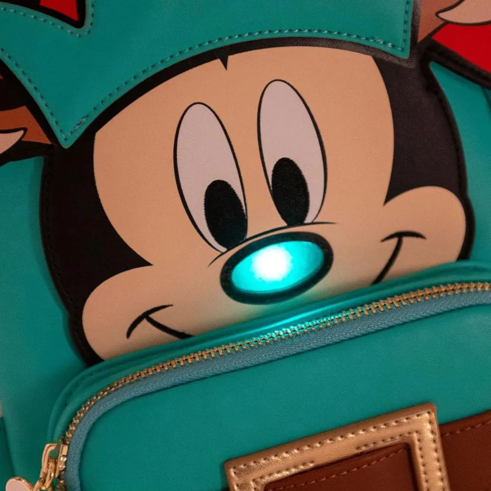 Disney - Mickey Reindeer Cosplay Light Up 10” Faux Leather Mini Backpack