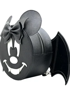 Disney - Minnie Bat Glow in the Dark 8” Faux Leather Convertible Mini Backpack