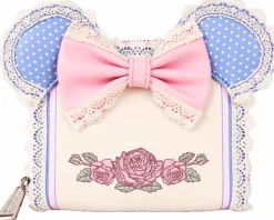 Disney - Minnie Floral and Lace 4" Faux Leather Zip-Around Wallet