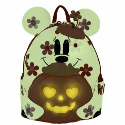 Disney - Minnie Floral Ghost Light Up Glow in the Dark 10" Faux Leather Mini Backpack