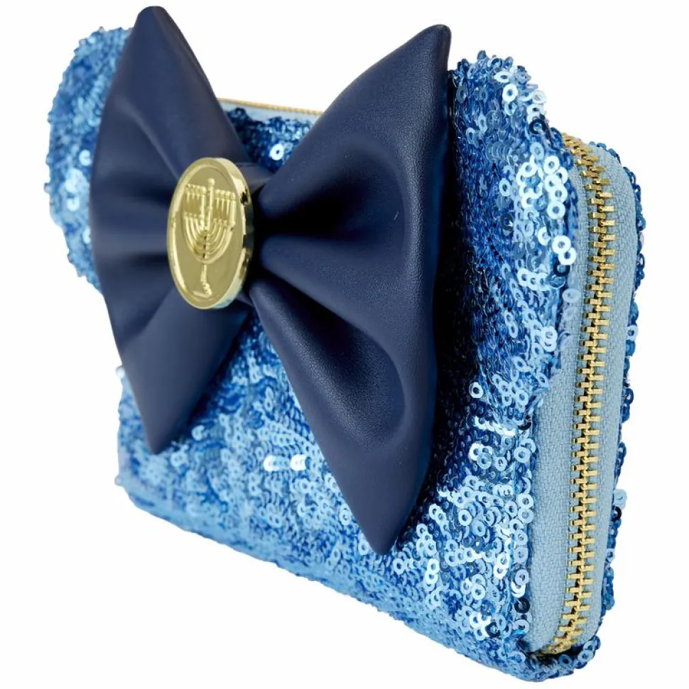 Disney - Minnie Hanukkah Sequin 4" Faux Leather Zip-Around Wallet