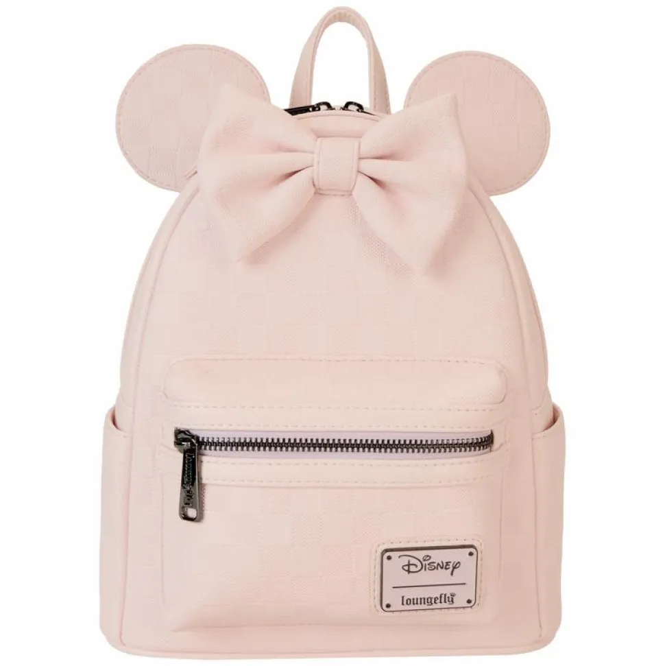 Disney - Minnie Mouse Checkered Texture 10" Faux Leather Mini Backpack
