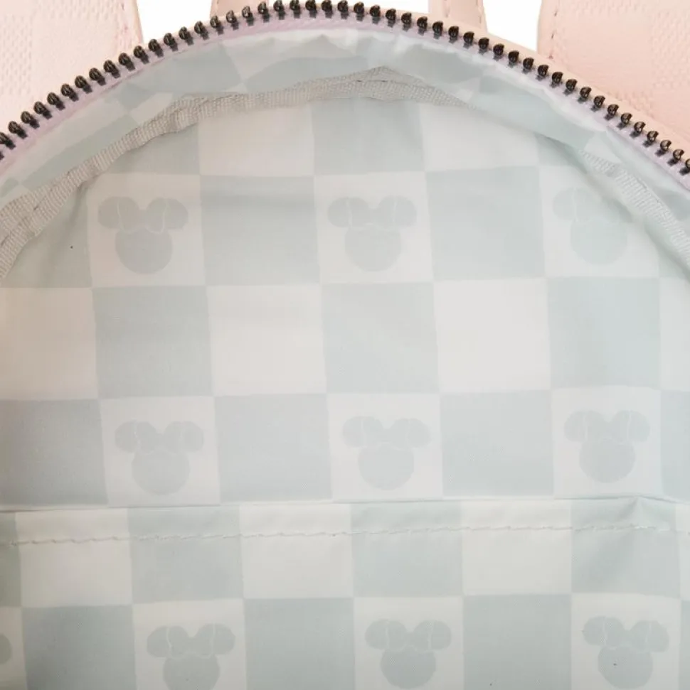 Disney - Minnie Mouse Checkered Texture 10" Faux Leather Mini Backpack