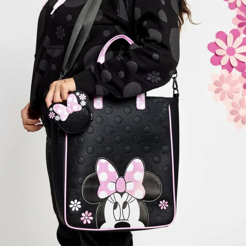 Disney - Minnie Mouse Floral Rocks the Dots 13" Faux Leather Tote Bag with Coin Purse