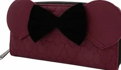 Disney - Minnie Mouse Maroon Quilted 8" Faux Leather Zip-Around Wallet