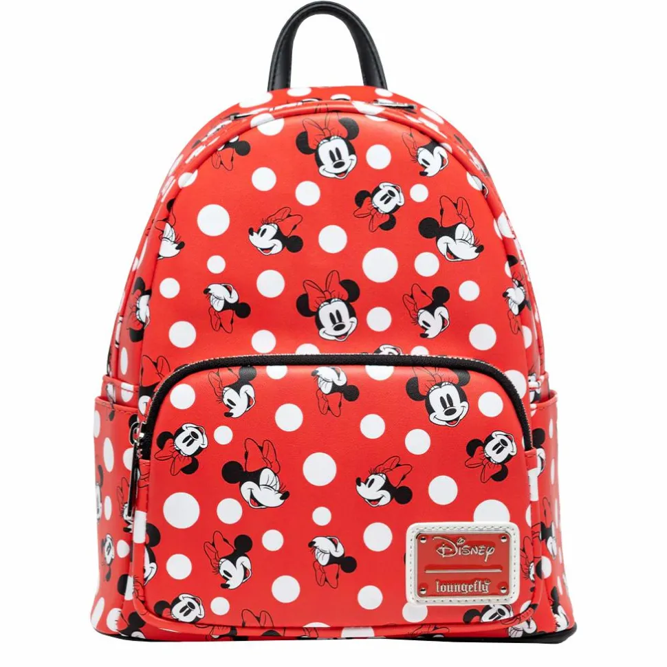 Disney - Minnie Mouse Polka Dots Red 10” Faux Leather Mini Backpack