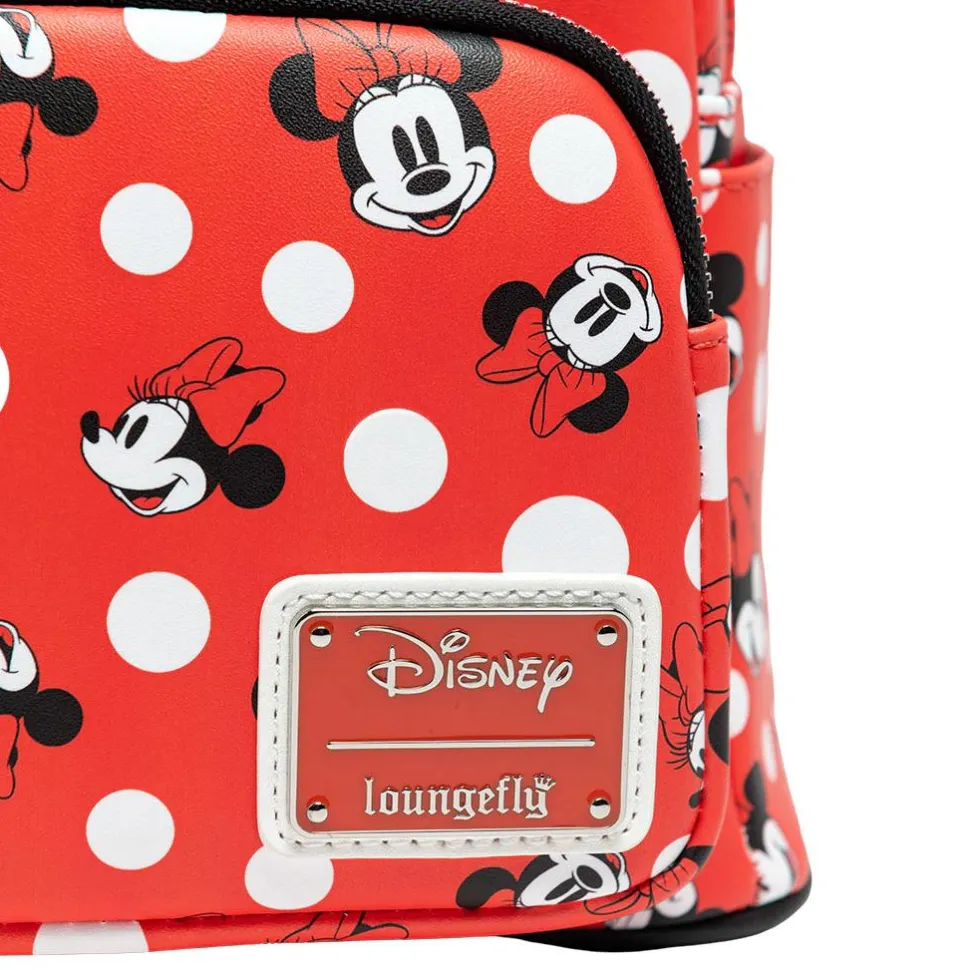 Disney - Minnie Mouse Polka Dots Red 10” Faux Leather Mini Backpack
