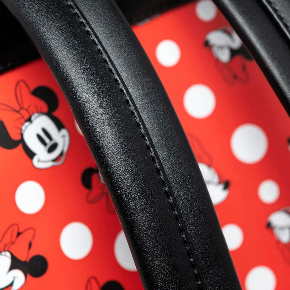 Disney - Minnie Mouse Polka Dots Red 10” Faux Leather Mini Backpack