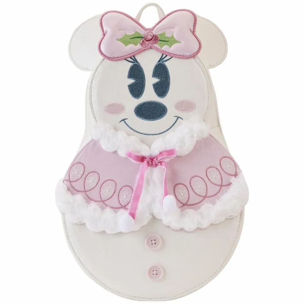 Disney - Minnie Pastel Snowman 10" Faux Leather Mini Backpack