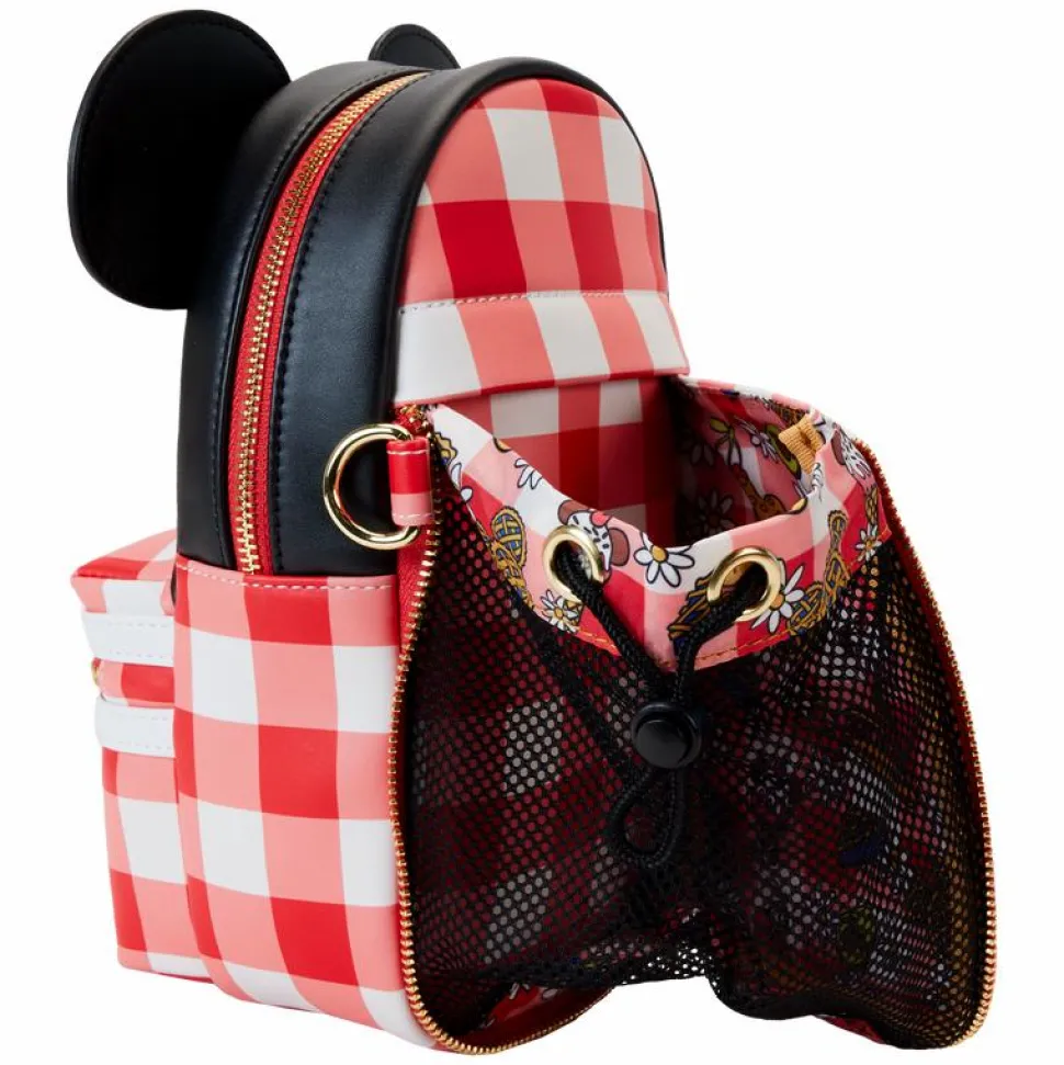 Disney - Minnie Picnic Cup Holder 9" Faux Leather Crossbody Bag
