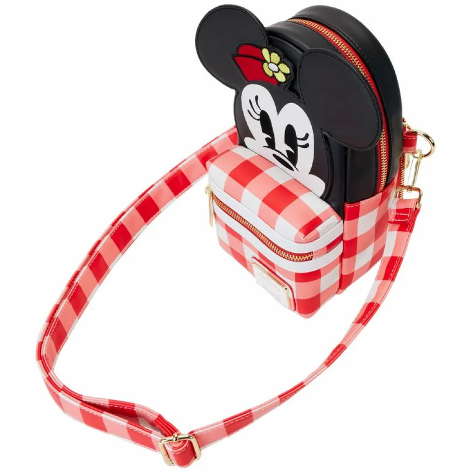 Disney - Minnie Picnic Cup Holder 9" Faux Leather Crossbody Bag