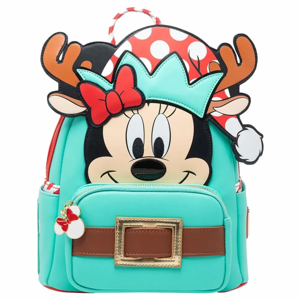 Disney - Minnie Reindeer Cosplay Light Up 10” Faux Leather Mini Backpack