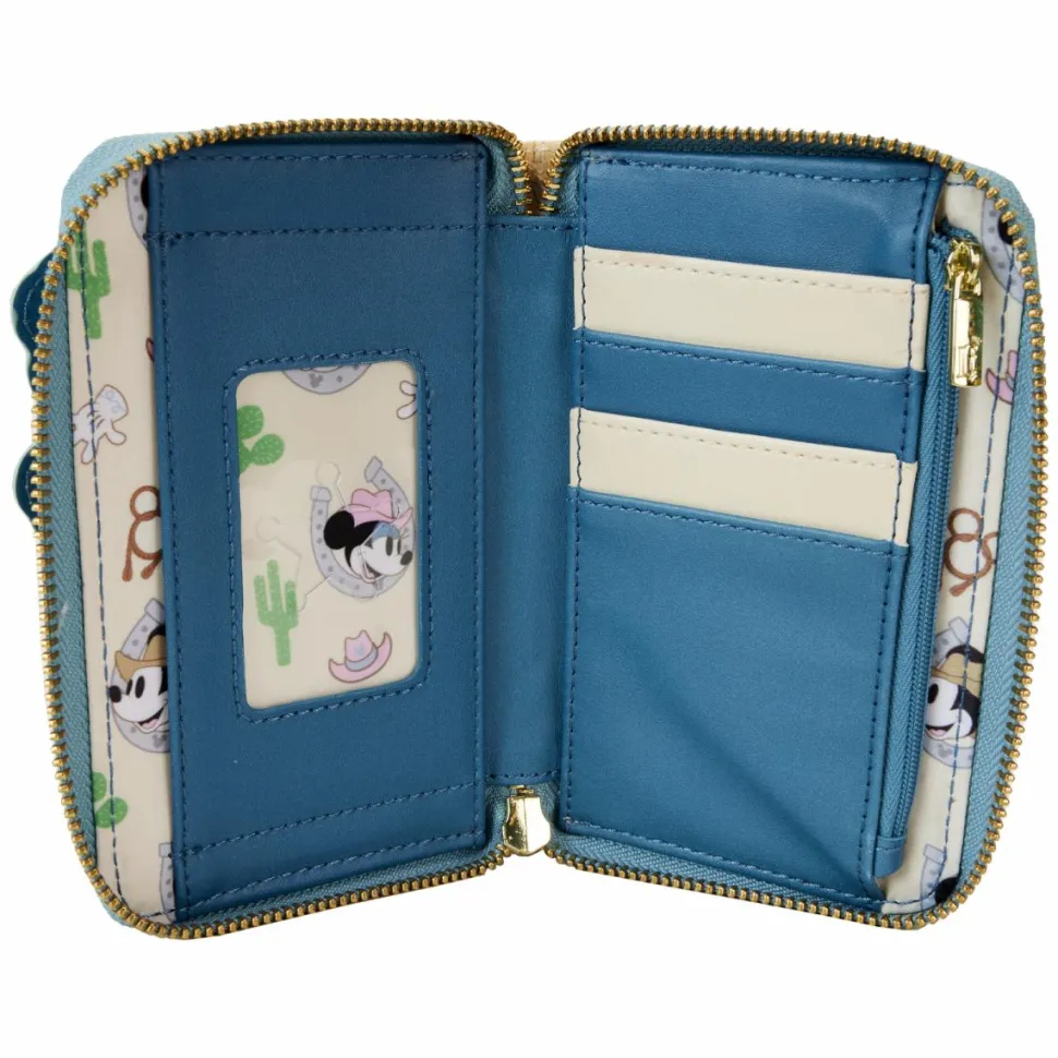 Disney - Western Mickey & Minnie 4" Faux Leather Zip-Around Wallet