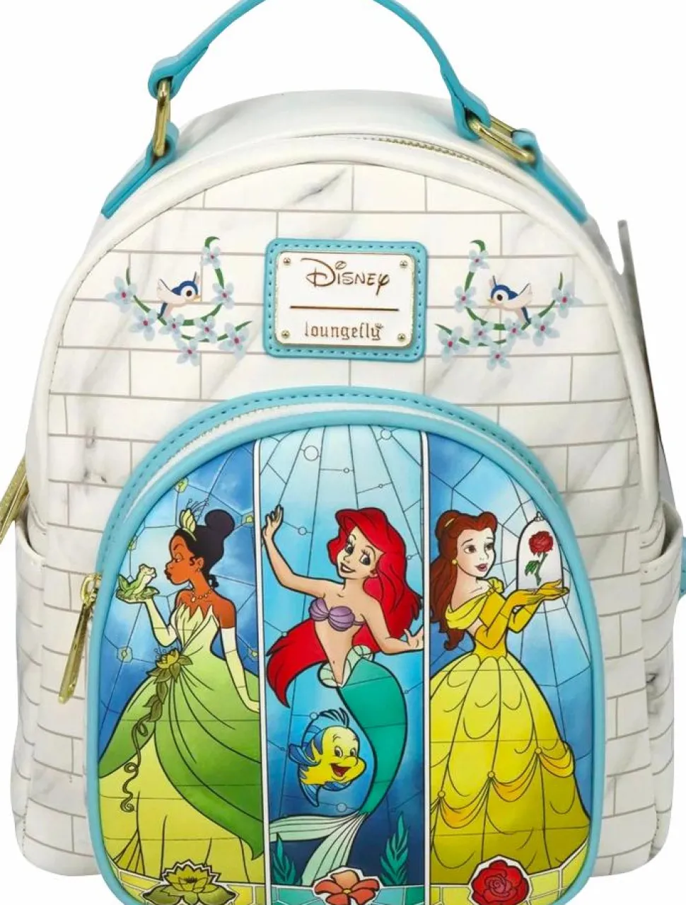 Disney Princess - Tiana, Ariel & Belle Castle 12” Faux Leather Mini Backpack